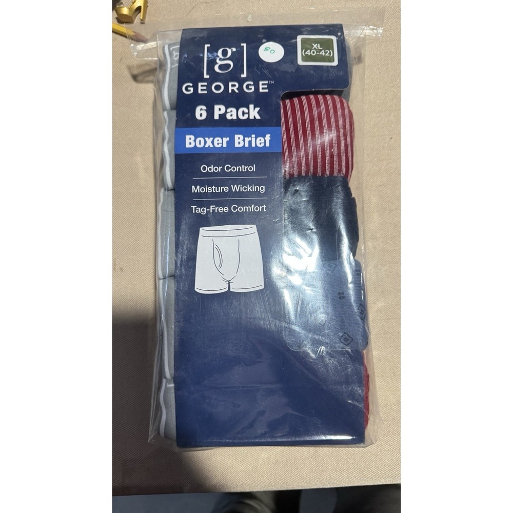 George Men's Odor Control Moisture Wicking 6 Pack Boxer Briefs XL Multicolor
